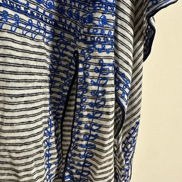 Calypso St Barth Etasa linen embroidered blue gray tunic top coverup poupette - Picture 6 of 7